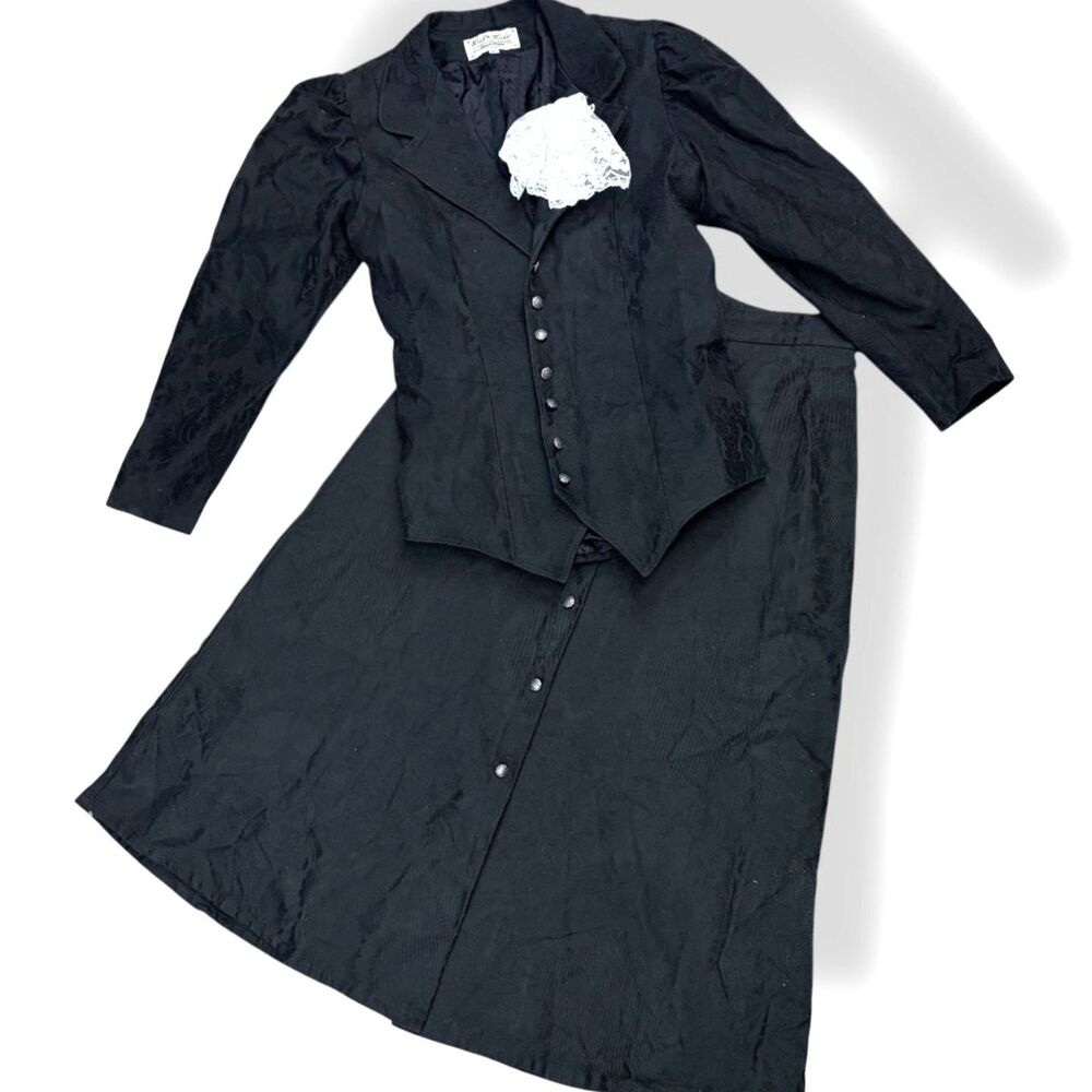 Wah Maker Vintage Collection Black Victorian Skirt & Jacket Set Womens Size 16